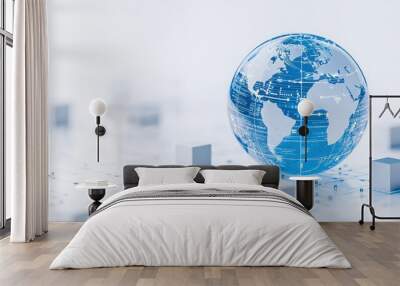 Global Network  Digital World   Connected Earth  Technology Concept  Digital Globe Wall mural