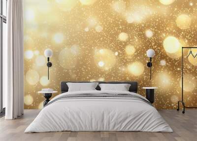 Golden Glitter Bokeh Background   Festive Sparkly Abstract Design Wall mural