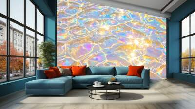 Iridescent Water Surface With Sun Glare Abstract Texture Background Wall mural