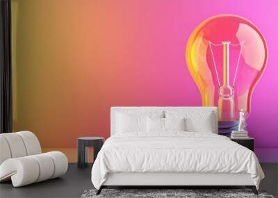 Light Bulb on Colorful Gradient Background   Inspiration  Creativity  Idea  Innovation Wall mural