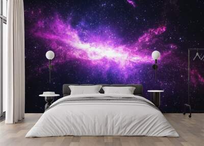 Purple Nebula with Stars Background Wall mural