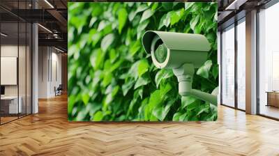 Security Camera on Green Foliage Wall Wall mural