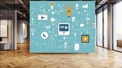 Smart Home Network with Internet of Things and Devices Wall mural