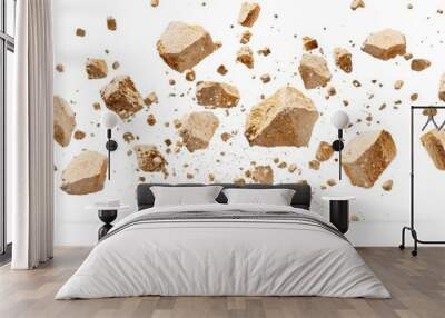 Stone Fragments Exploding  Crumbling  Falling Wall mural