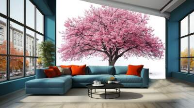 A large pink tree with pink blossoms Wall mural