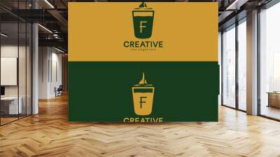 Cup of Beverage with Letter F Wall mural