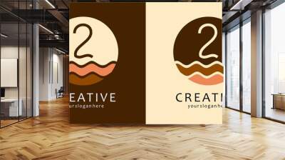 Wave Logo Design with Letter 2 Wall mural