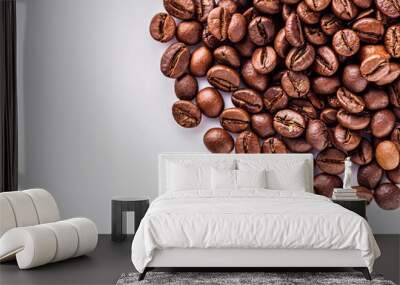 aromatic fresh coffee beans on a white acrylic background Wall mural