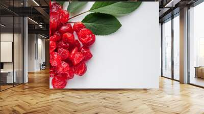 dried cherry berry on a white acrylic background Wall mural