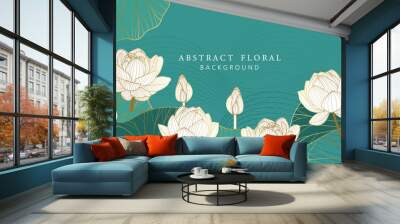 abstract line art floral lotus background  Wall mural