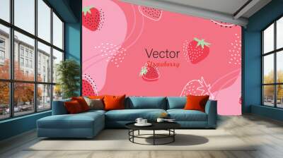 seamless background with strawberry Wall mural