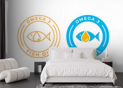 Fish oil, omega 3 label. Vector icon template Wall mural