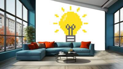 Light bulb pixel icon Wall mural