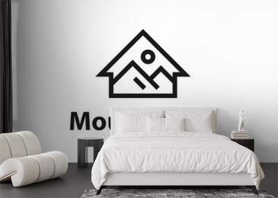 Mountain camp house. Vector logo template Wall mural