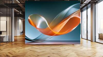 A vibrant abstract illustration featuring two intertwining waves, one blue and one orange, symbolizing connection, change, movement, energy, and flow. Wall mural