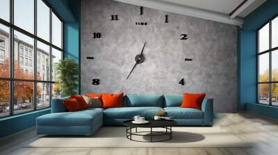 analog clock on cement wall Wall mural