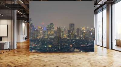 Bangkok City at night time, Hotel and resident area in the capital of Thailand Wall mural