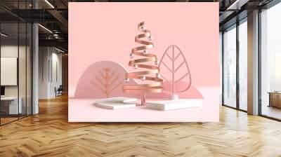 abstract geometric shape christmas tree scene concept decoration 3d rendering Wall mural