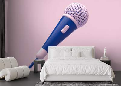 pink blue microphone cartoon style 3d rendering technology digital concept Wall mural