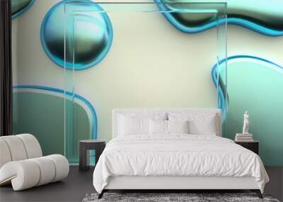 transparent frame abstract shape green metallic 3d rendering Wall mural