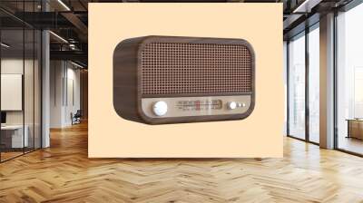 wooden vintage radio 3d rendering Wall mural