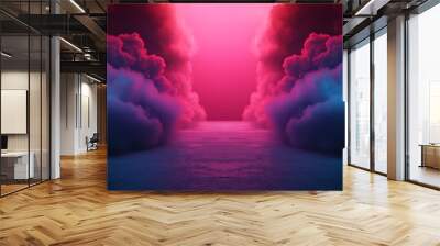 Ethereal shapes, misty colors in surreal space, 3D illustration Wall mural