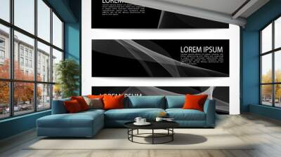 Abstract header white wave black background vector design Wall mural