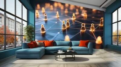 Abstract Network of Interconnected People Wall mural