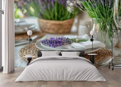 Elegant Table Setting with Lavender Wall mural