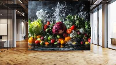 Freshness Explosion: Vibrant Fruits and Vegetables Wall mural