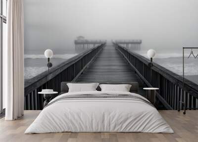 Misty Pier leading to the sea Wall mural