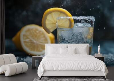 Refreshing Lemon Drink with Salt Rim Wall mural