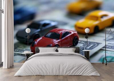 Toy Cars and Dollar Bills Wall mural