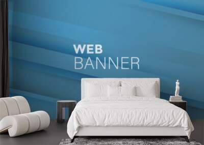 Blue background with lines, Blue web banner Wall mural