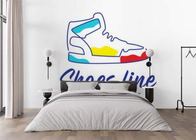 lines art abstract color shoes sneakers logo design vector icon symbol illustration Wall mural