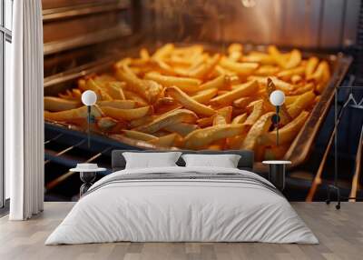 Frozen French fries baking in the oven Wall mural