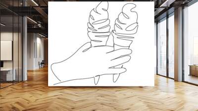 hand with two ice creams Wall mural