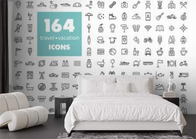 164 travel vacation vector icons set Wall mural