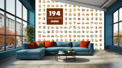 194 travel vacation vector icons set Wall mural