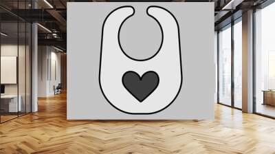 Baby bib design vector grayscale icon Wall mural