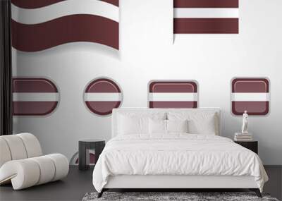 Latvian flag icon Wall mural