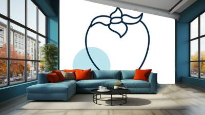 Persimmon, kaki or sharon fruit vector icon Wall mural