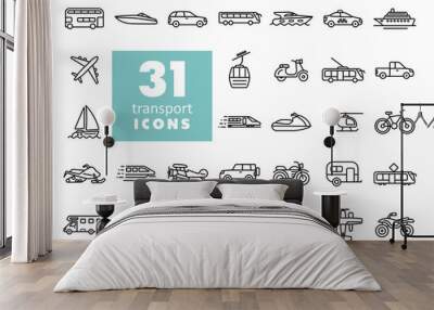 Transportation vector flat icon set Wall mural