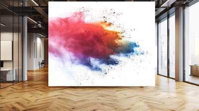 Abstract powder splatted background, Colorful powder explosion on white background,Colored cloud, Colorful dust explode Wall mural