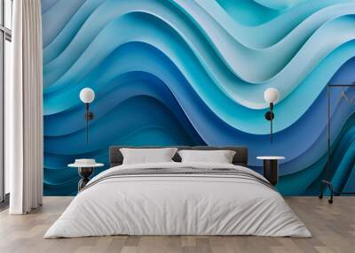 Background of wavy blue abstraction ,Background of wavy blue abstraction ,Blue waves abstract background texture. Print, painting, design, fashion
 Wall mural