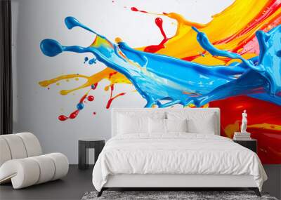 Color Splash ,Colored splashes of water on white background ,mix color paint splash on white background, Shot of color paint splash, isolated on white background
 Wall mural