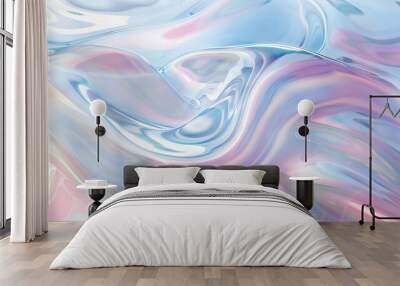 Vibrant holographic fluid textures with a glossy, iridescent finish,abstract background of liquid motion vibrant neon colors pragma
 Wall mural