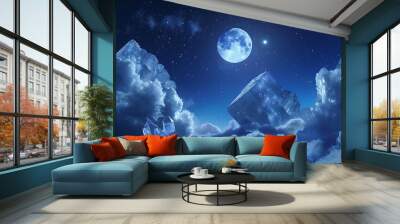 Moon gemstones depicting a calm night under the moon Wall mural