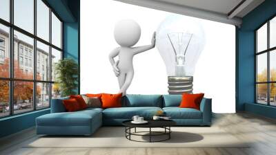 3d man standing with electric bulb Wall mural