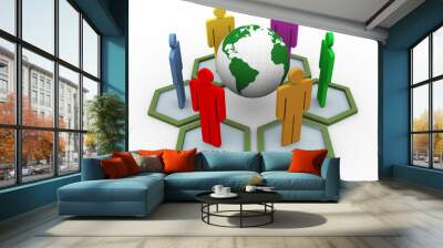 3d people global communication Wall mural